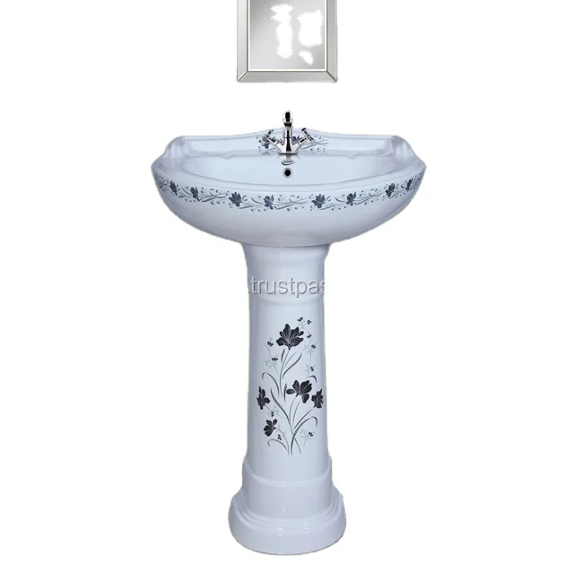 Good Quality Modern Design Sanitary ware Ceramic Bathroom Full Pedestal Sink Wash Basin With Stand
