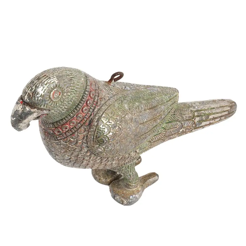 Indian Brass Antique Standing Parrot For Hanging Sculptures Figurine Statue Home Decor Gift Items Size: 15 x 6 cm SNS-284