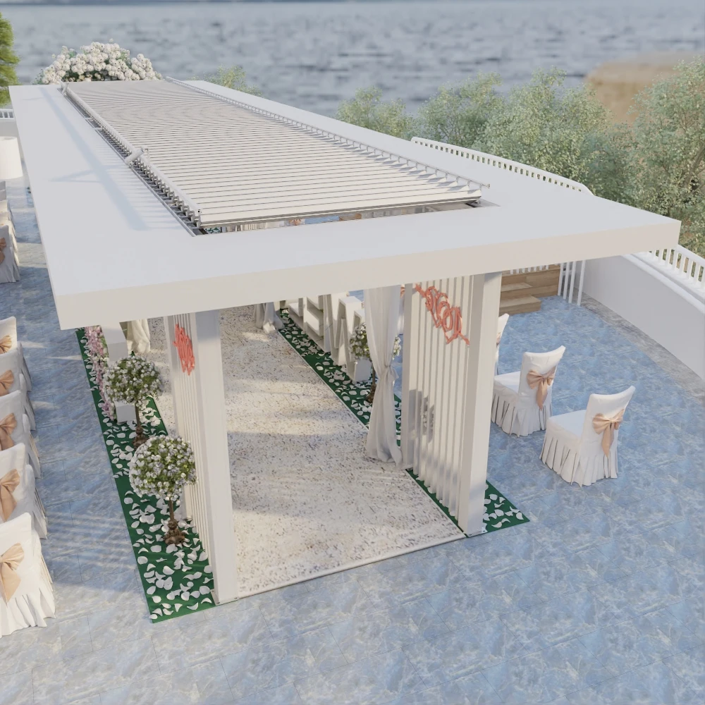 pergolas for outdoor 3x4 6x3 m solar brackets motorized louver aluminium glass pergola shade cover for weddings