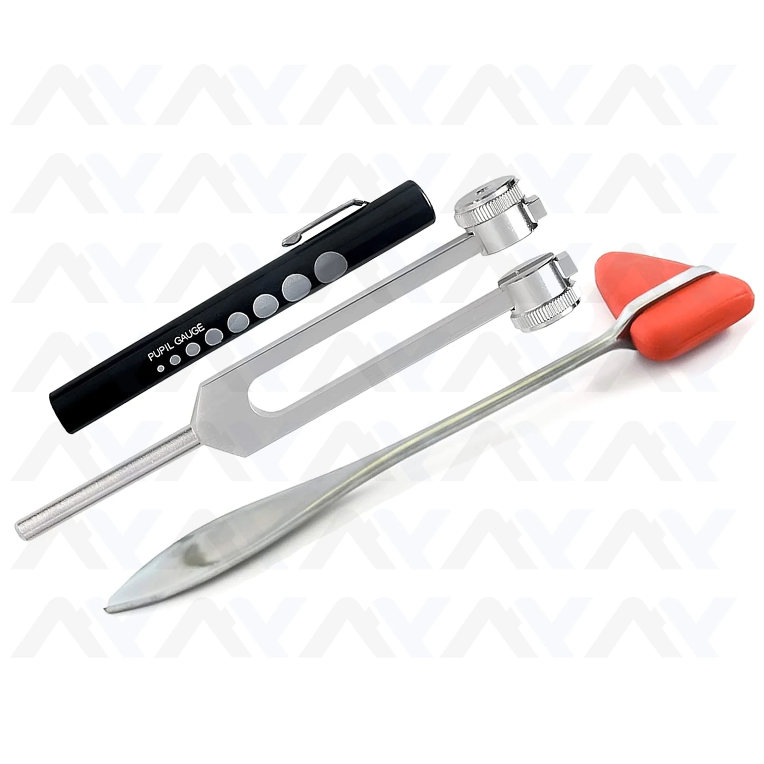 Set of 3 pcs Reflex Taylor Percussion Hammer Penlight Tuning Fork 256 Diagnostic Bulk Supplier Wholesale