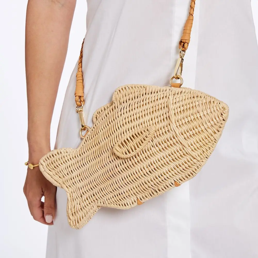 Cheap mini rattan bags cute fish shape purses and handbags for children kid baby toddler girl