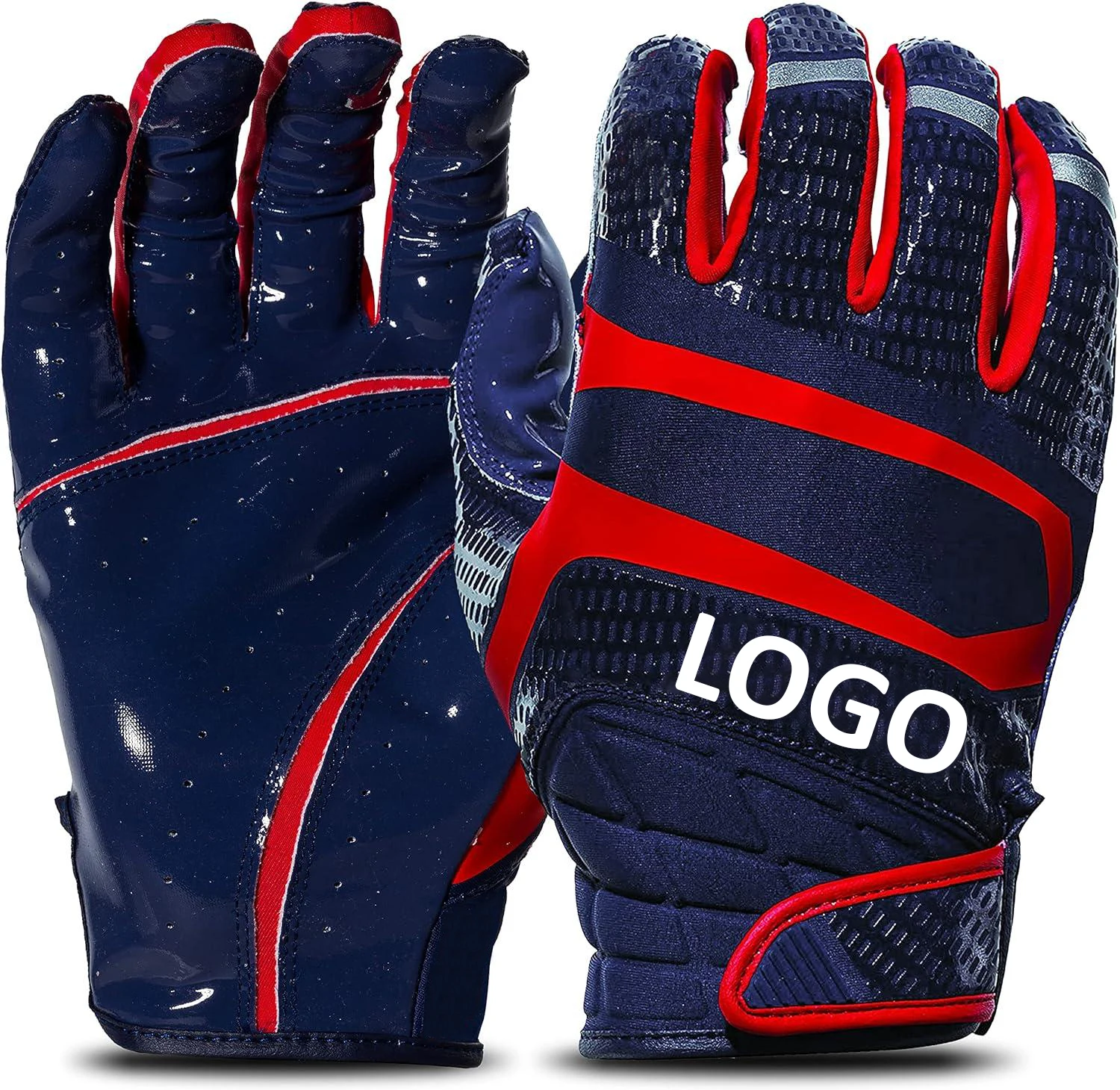 Flexible Hand Back Non Slip Football Receiver Gloves Outdoor Sport Palm Protection American Football Gloves Manufacturer