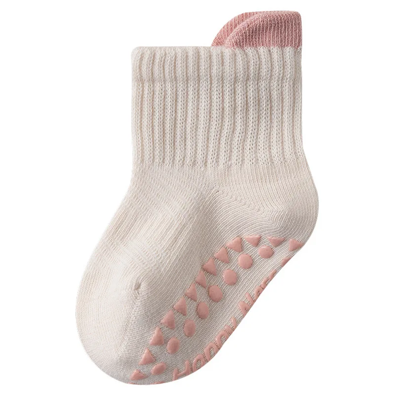 Wholesale autumn winter combed cotton baby mid-calf socks solid color baby children non-slip bottom floor new born socks