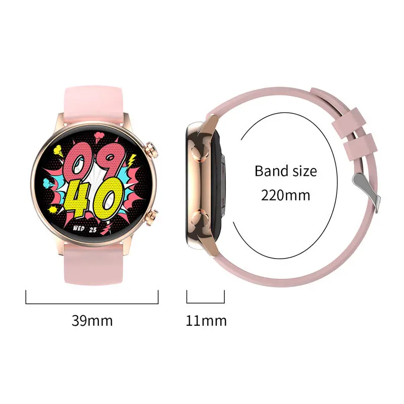 Fashion Ladies Smartwatch IP68 HK39 AMOLED Screen 1.1 inch Heart Rate Sleep Monitor Calling Women Smart Watch 2023