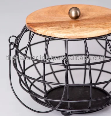 High Quality Completely Customizable Hand Crafted Solid Fruit Basket with wooden lid