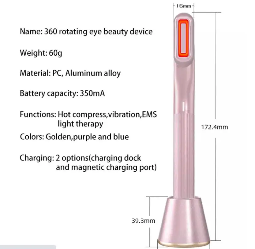 360 Degree Rotation Advanced skin care plasma LED Light Therapy Face EMS Facial Eye Beauty Massager Red Light Skincare Wand