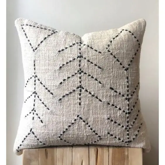 Japanese Simple Paige Hand Woven Embroidery Throw Pillow Covers with Fringing Supplier In India By Avior