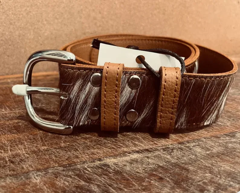 New Arrival Beautiful Fur Leather Belt With Logo Buckle Genuine Leather Belts From Pakistan