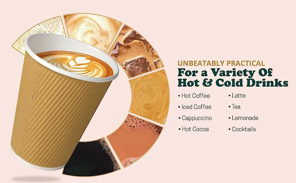 Customized Size Modern Drinkware Recycled Paper Crafted Ripple Cups for Sale From Indian Supplier at Best Prices