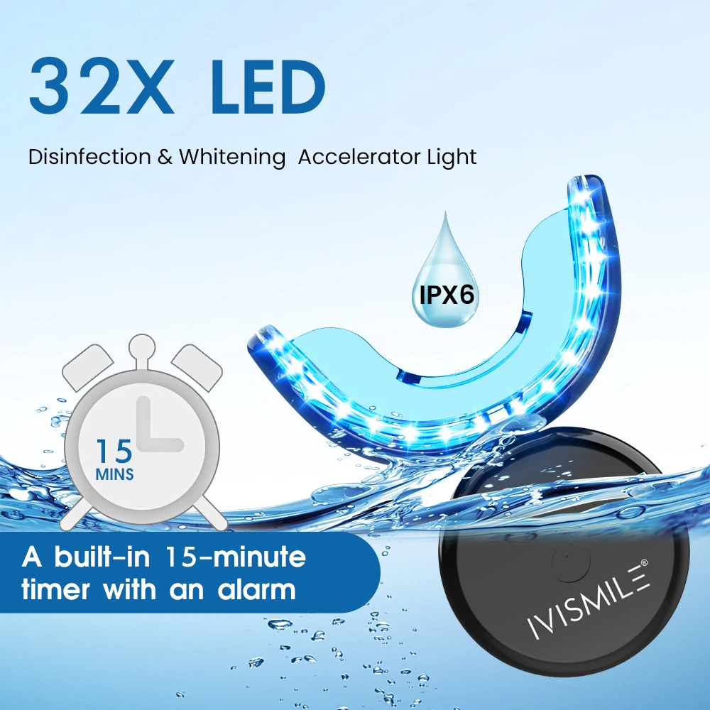 IVISMILE Professional Blue Light 32 Led Home Use Wireless Dental Whitening Kit Oem
