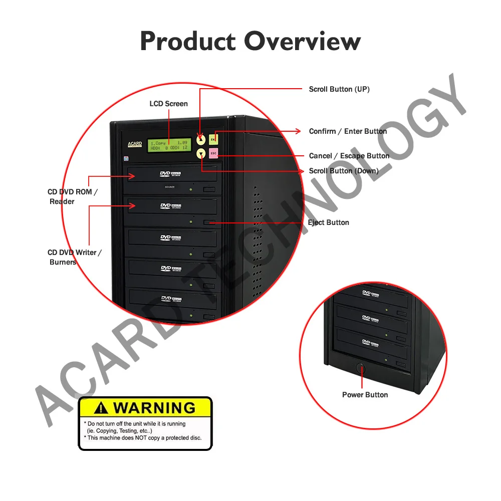 Acard 1 to 11 24X Burner CD DVD Duplicator Standalone Tower Using the ACARD Technology Controller