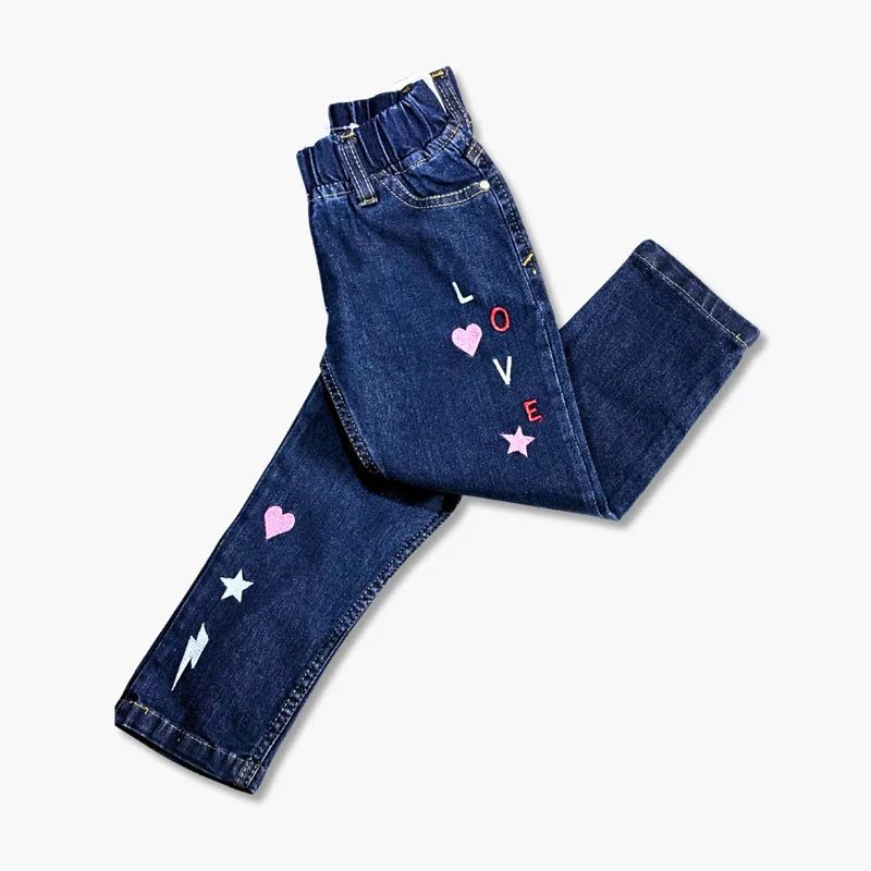 Young Girls Slim Fit Denim Jeans Kids Fashion Clothing Wholesale OEM Customizable High-Quality Bangladeshi Manufacturing