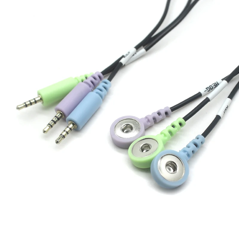 Customized ECG 2.5mm 4 Poles Audio Plug To 4.0mm Electrode Button Lead Wires Cable With Resistor Value