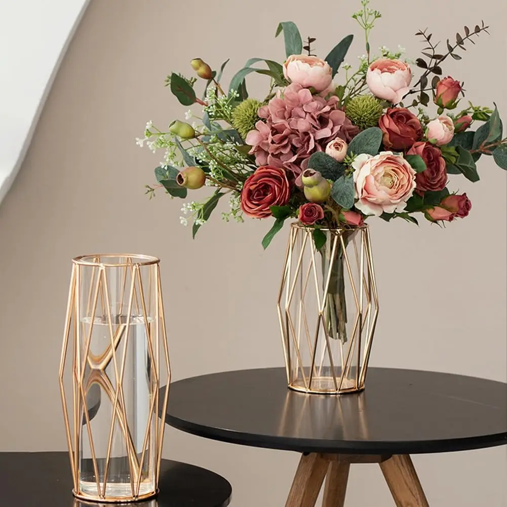 Gold Colour Metal Flower Vase For Home Decor