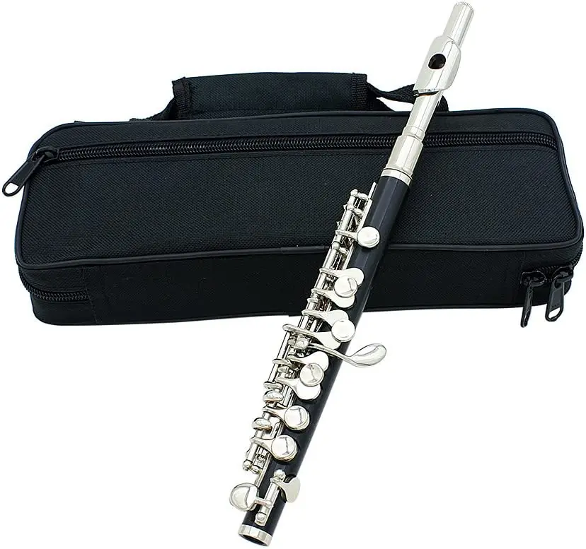 Black Resin Key of C Piccolo with Nickel Plated Keys with Case,Half-size Flute