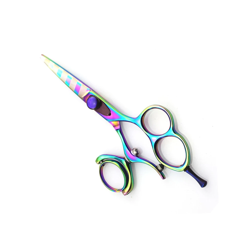Three Ring Hair Cutting Scissors Rainbow Color Coated Barber Shear Hair Cutting Scissors For Salon And Home Use