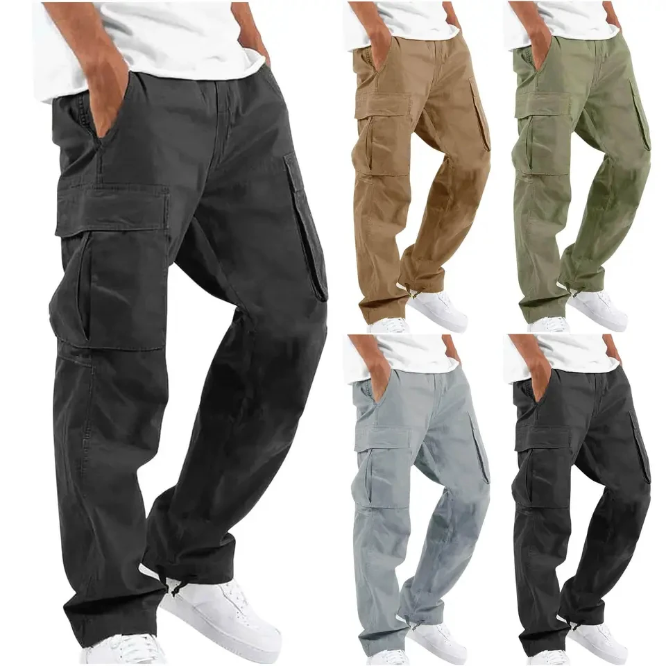 New style  loose fit Drawstring Cargo Jogging Work Pants Men Trousers Blank Joggers Track Cargo Pants with custom logo and size