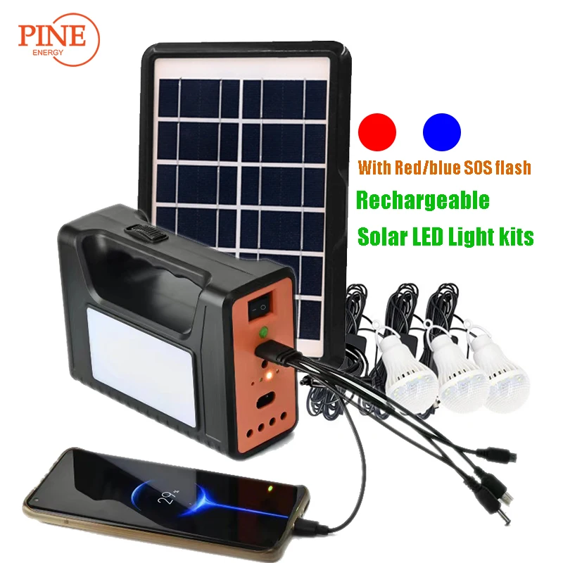 Factory Price solar led light kits  Solar Power System Generator with Power Bank and Flashlight Home Storage Energy System