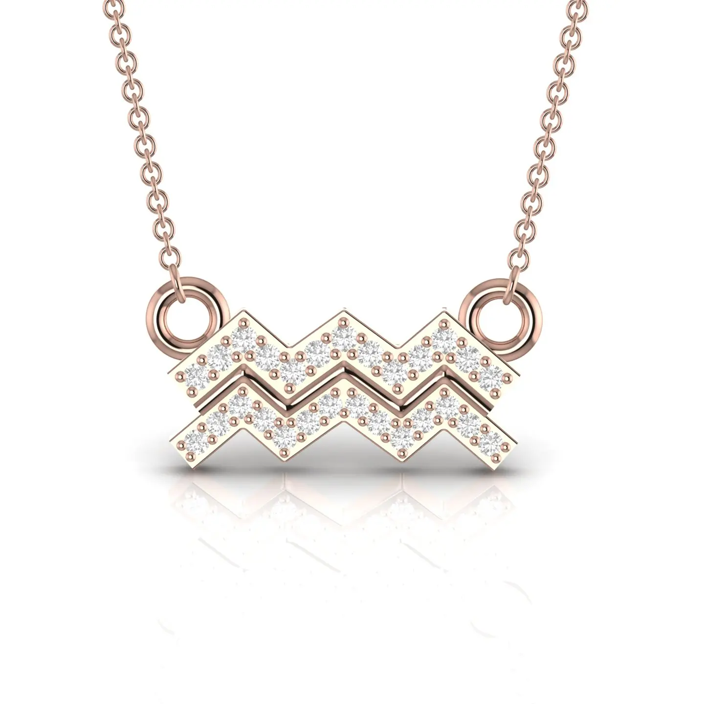 Zodiac Aquarius Sign Natural Diamond 14kt Solid White Gold Pendant Daily Wear Fine Jewelry For Women Trendy Gift