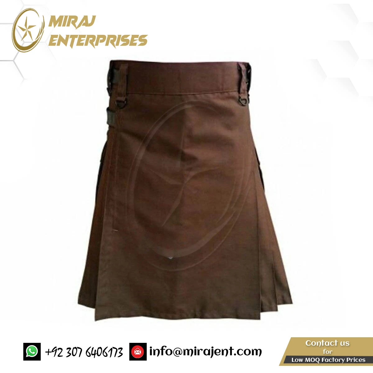 Vintage Style Pocket Kilts Solid Color Unisex Fashion Irish Kilt  Camo Metal Straps Utility Kilts