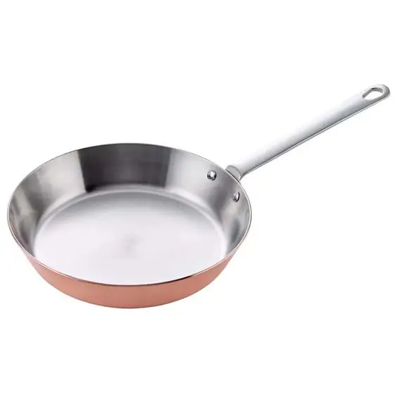 Simple Look Food Grade Stainless Steel Frying Pan With Copper plating In Customized Shape With Handle for Cooking Pot Fry Pan