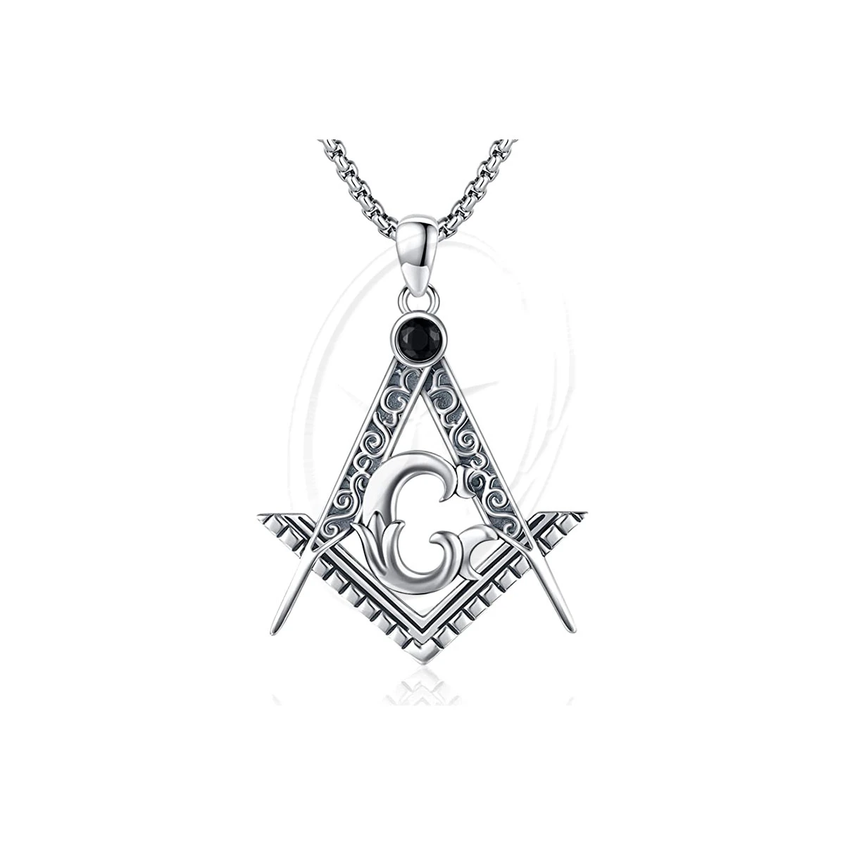 Masonic Symbol Jewelry Gift for Birthday Masonic Necklace 925 Sterling Silver Viking Masonic Pendant Freemason Necklace for Men