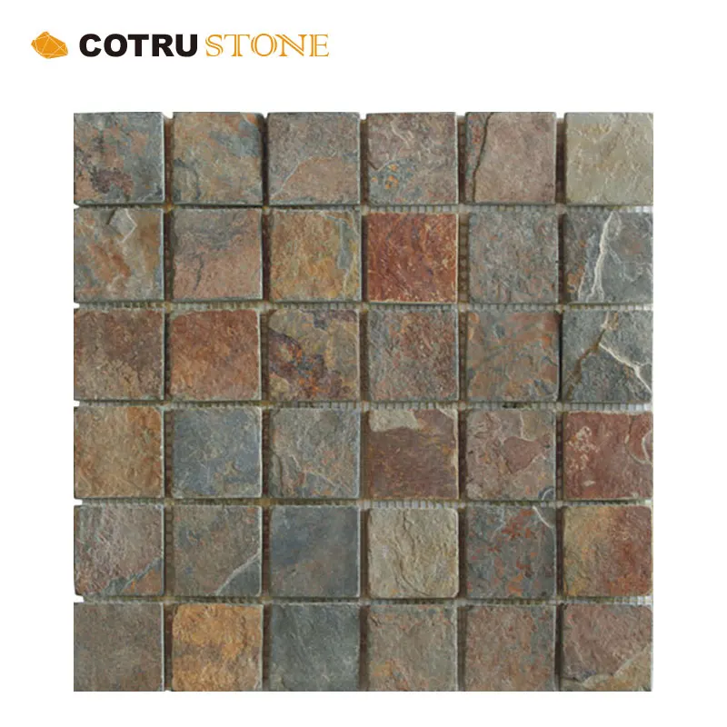 China rusty slate cobble outdoor flooring mixed colors trendy curved paving stones unique and innovative design