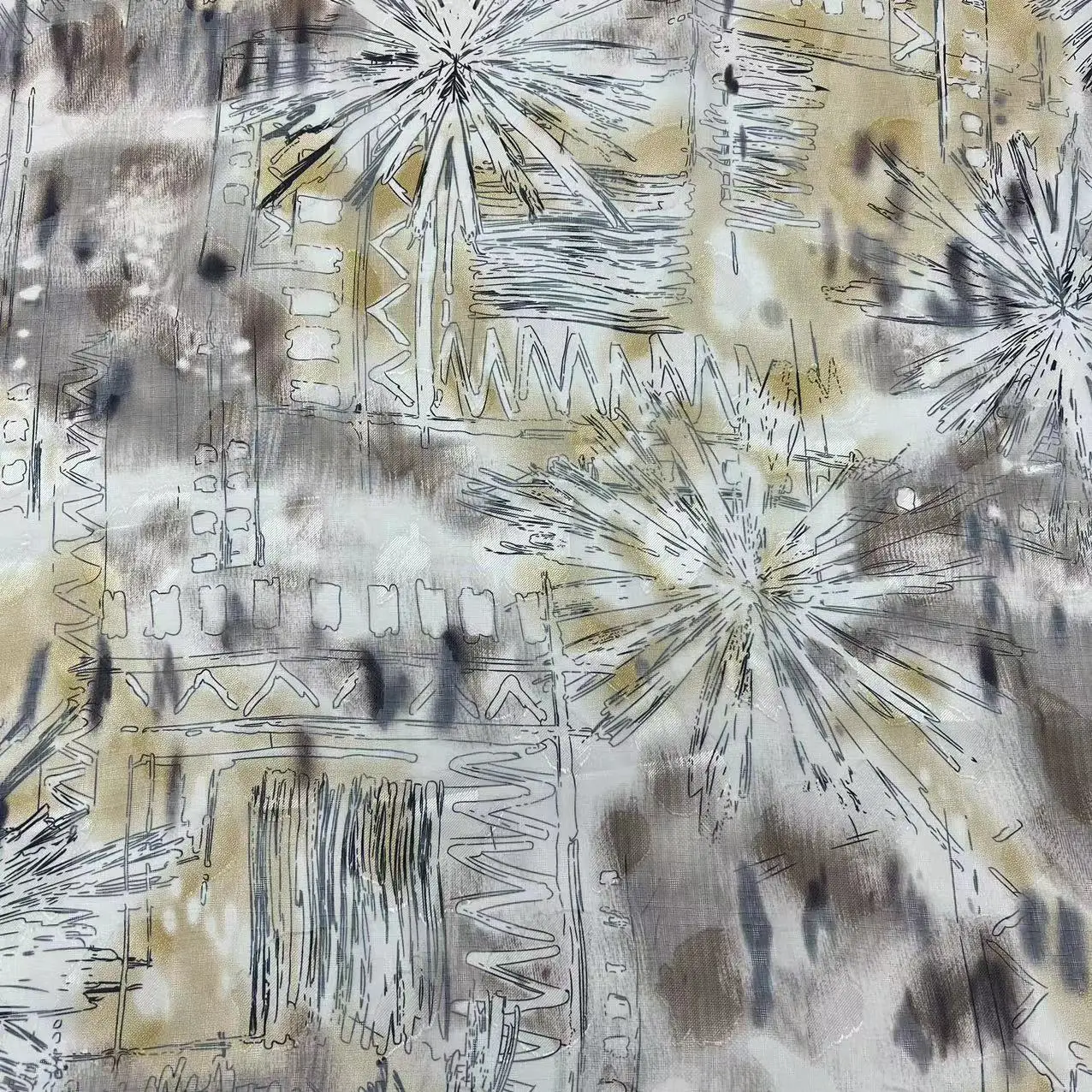 High Quality Popular fireworks Pattern Dobby Cutting Jacquard Chiffon Digital Print Fabric for Clothing Woven 100% Polyester
