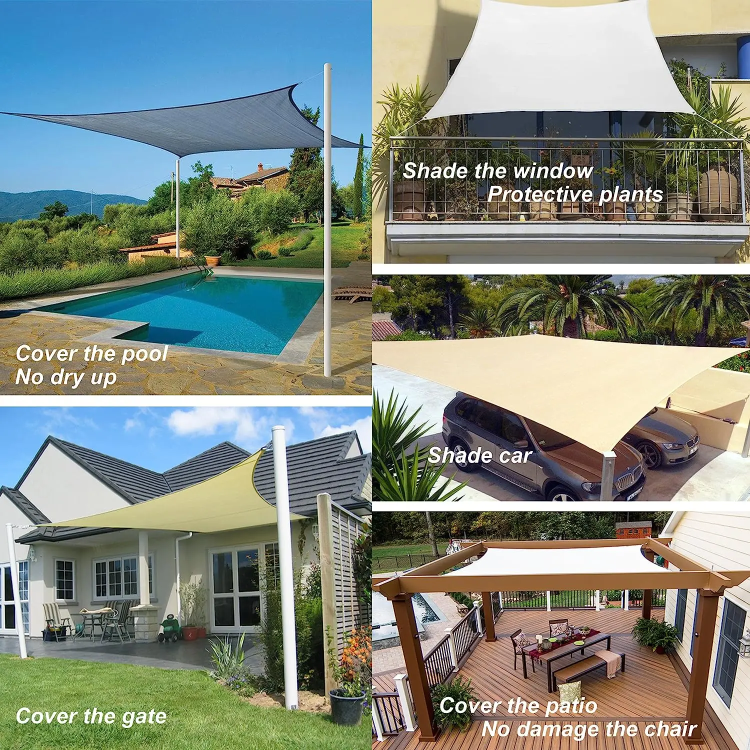 XZ OEM ODM Patio Sun Shade Sail Canopy,Rectangle Shade Cloth UV Block Sun Shade Fabric - Outdoor Cover Awning Shelter