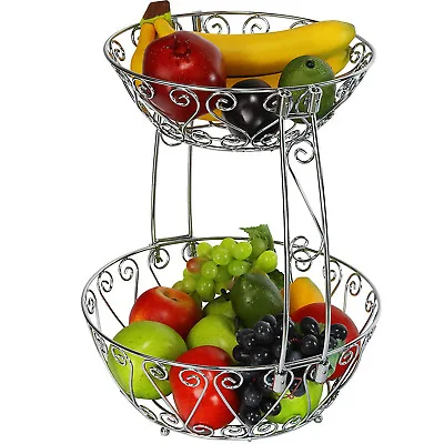 Wire Decorative Storage Baskets Modern Set 2 Handcraft Metal Wire Storage Baskets fruits and vegetables storage basket set