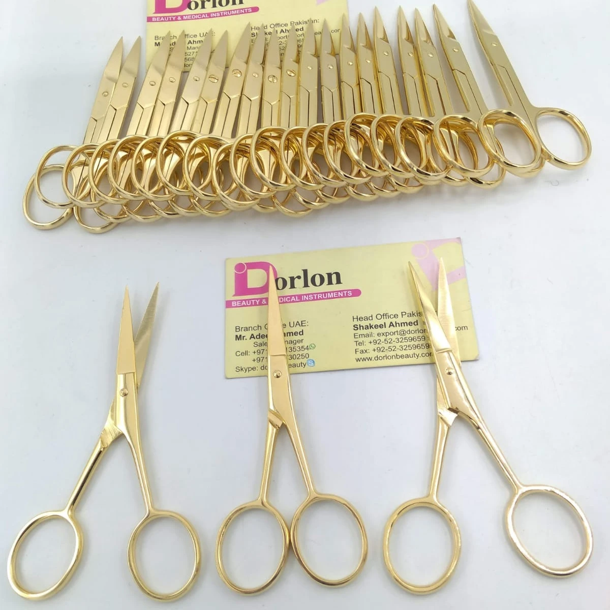 Professional Gold Plated Sharp Fine Tip False Eyelashes Makeup Tools Stainless Steel Custom Logo Eyelash Eyebrow Small Scissors