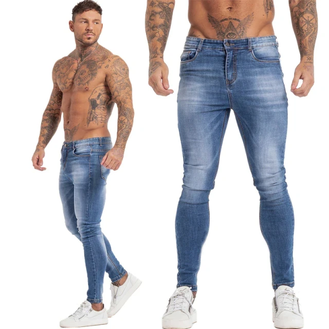 Hip Hop Rhinestone Men Jeans Stretch Retro Painted Skinny Cotton Denim Jeans Pants Men Ripped Fashion