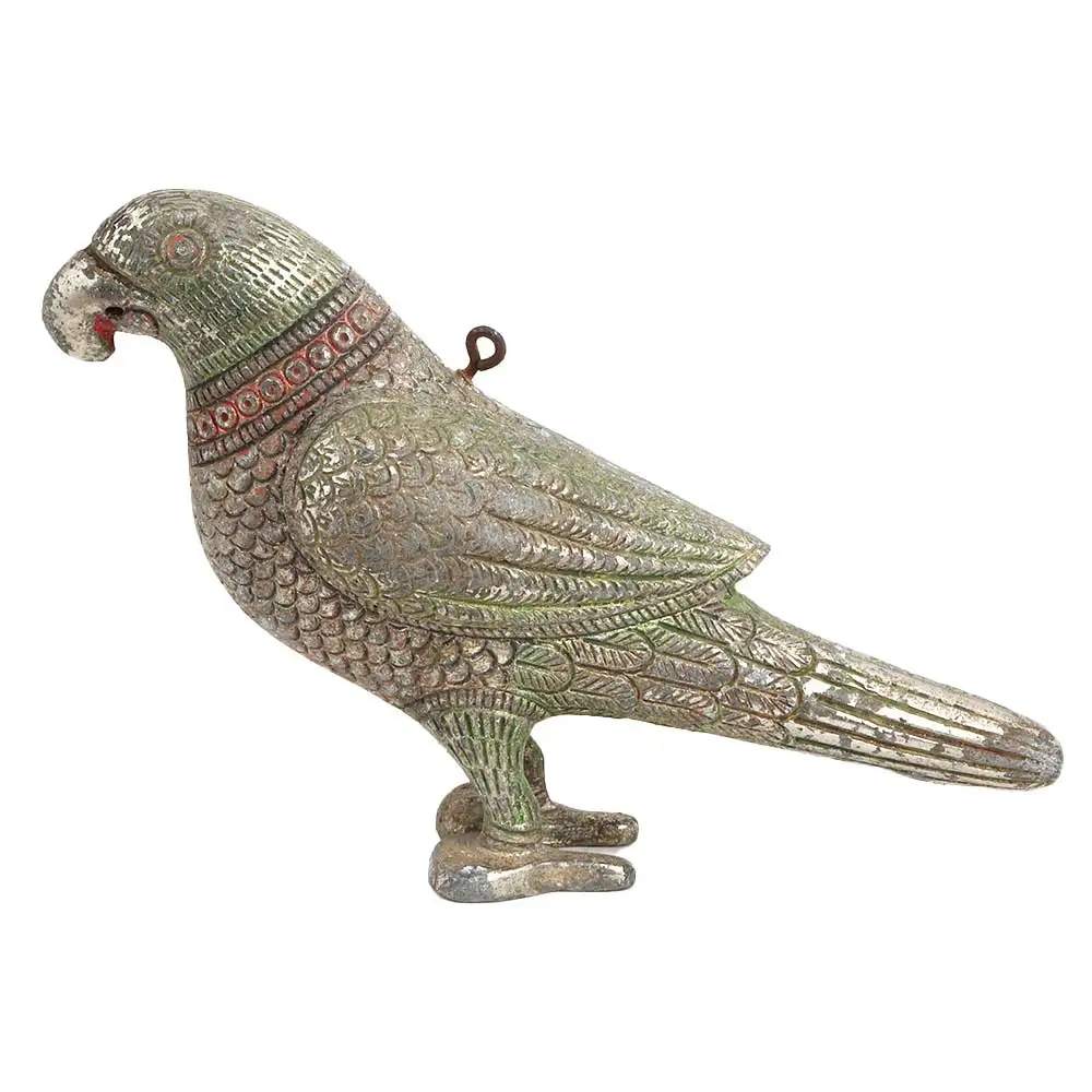 Indian Brass Antique Standing Parrot For Hanging Sculptures Figurine Statue Home Decor Gift Items Size: 15 x 6 cm SNS-284
