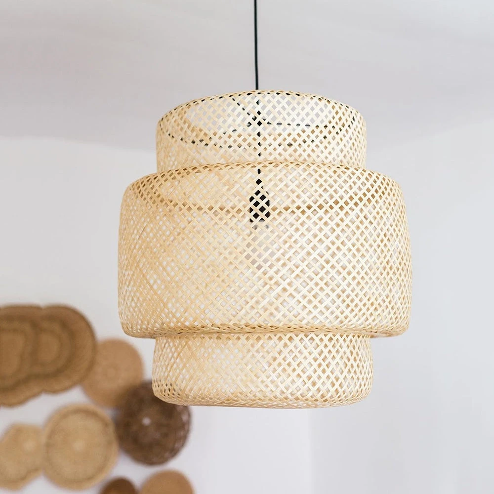 Traditional bamboo lamp shade cover woven for ceiling lighting pendant home decoration christmas holiday chandelier pendant