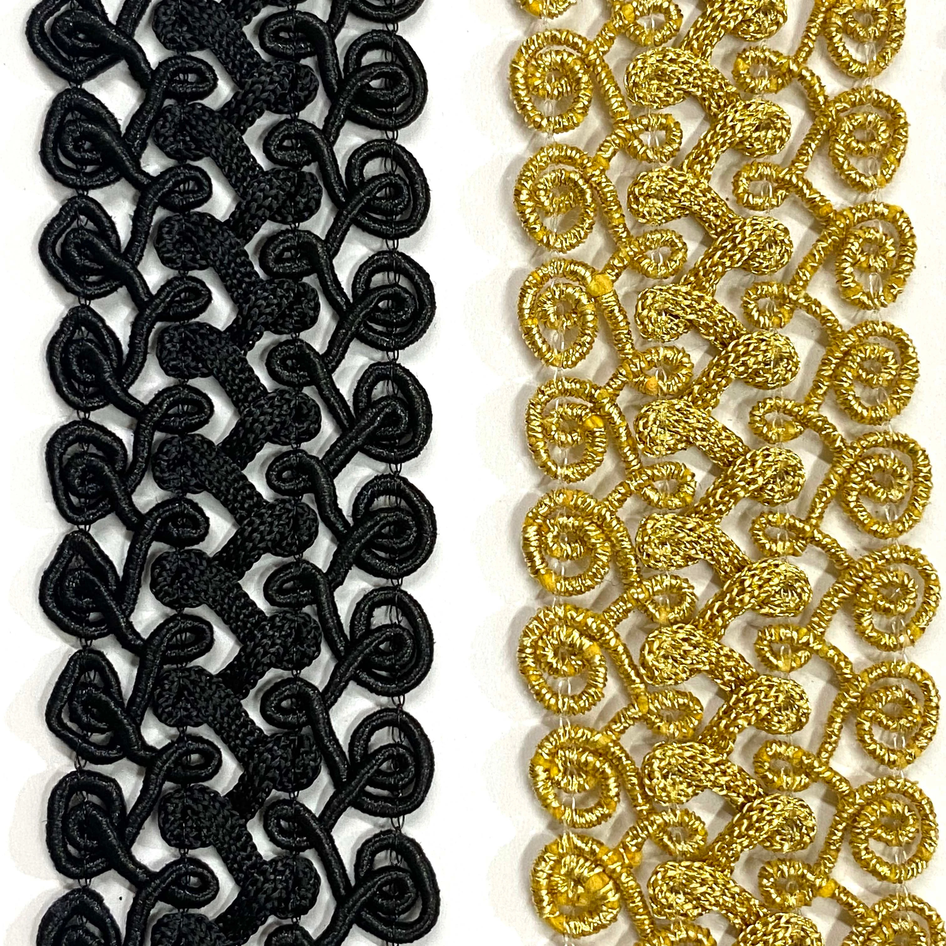 Hot Selling Decorative Antique Gold And Black  Lace Gimp Braid Trim