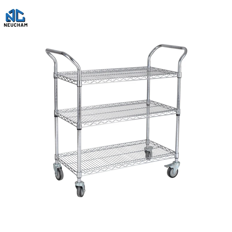 Wire mesh shelving carbon steel material adjustable big loading capacity storage cart turnover trolley