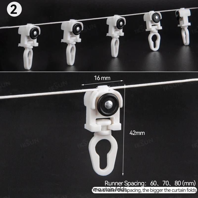 IKSUN Ripple Fold Curtain Track Runners S Fold Accessories Easy Installation Wave Fold Runners For Curtain Tapes