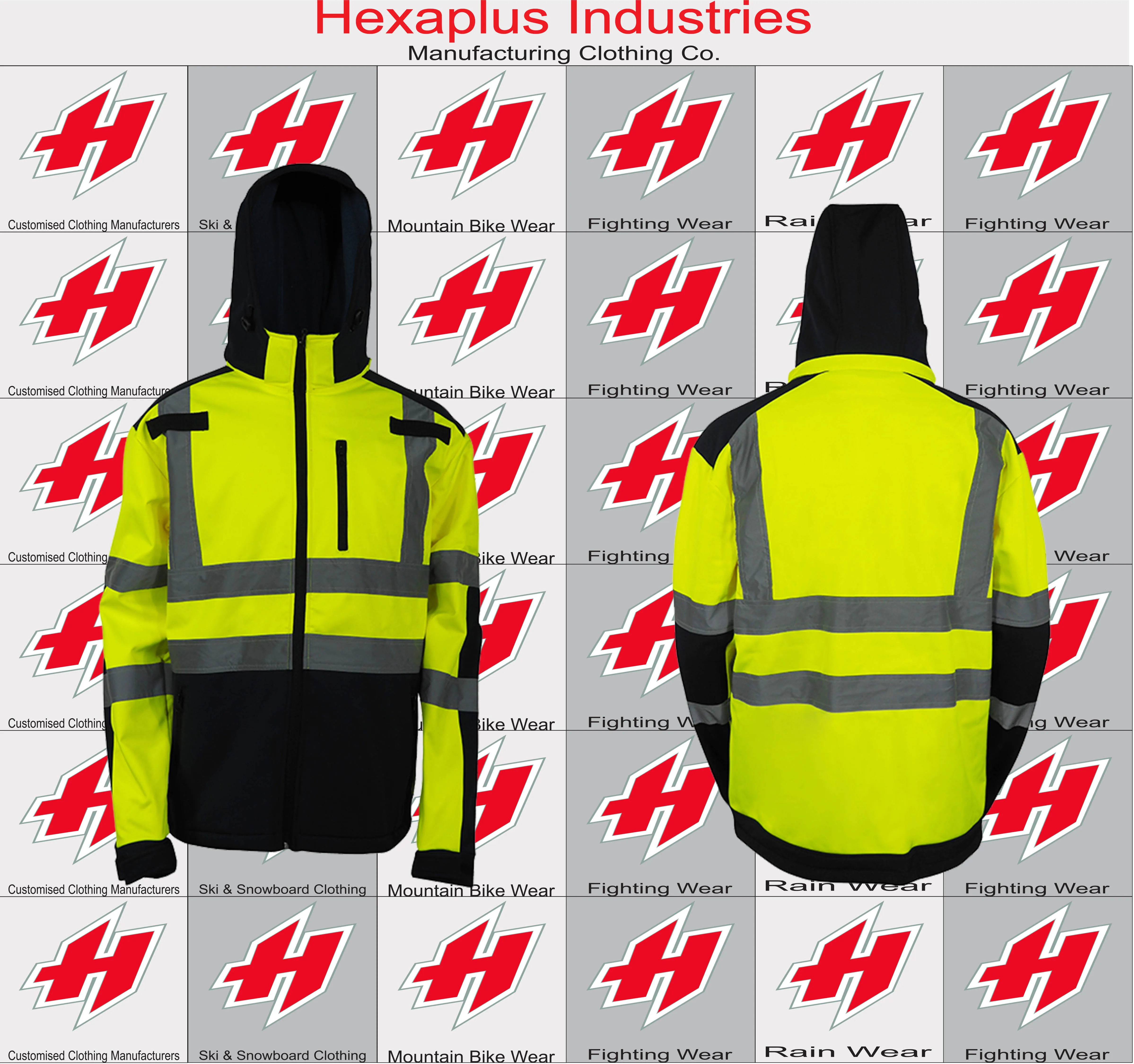 hi vis safety jacket long sleeve 100% waterproof antistatic  hexaplus rain gear high quality thick material reflector jackets