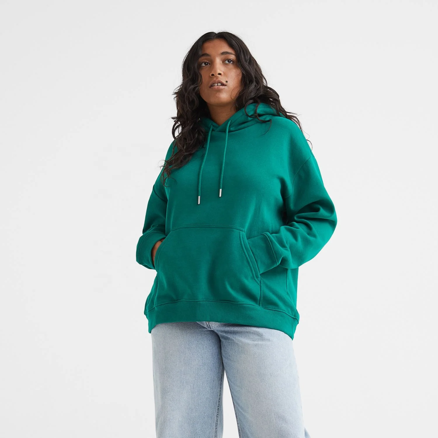 Oversize Women Hoodie Plain 60% Cotton 40% Polyester Long Sleeve Drawstring Drop shoulder hoodies Blank Plain Hoodies Sweatshirt