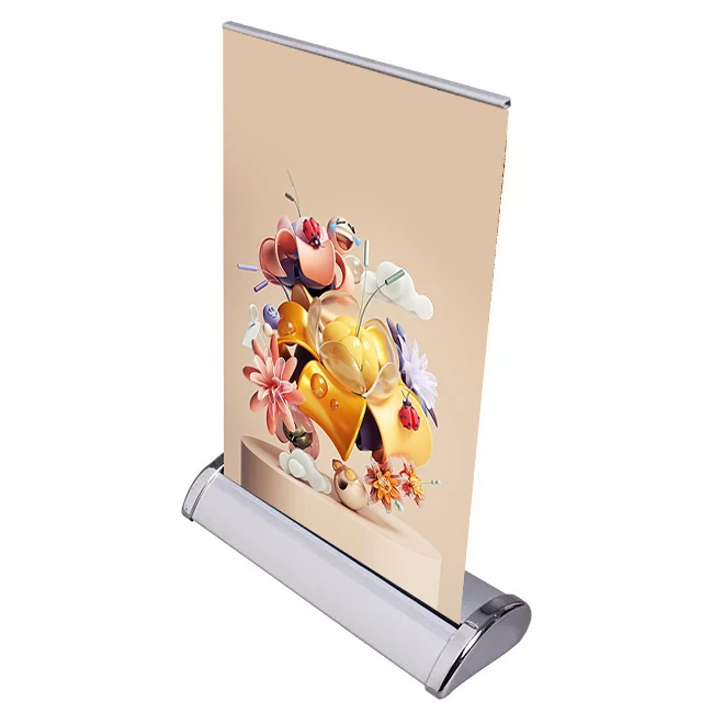 Factory Price Custom A4 Mini Table Top Roll up Display Banner Portable Aluminum Banner Stand for Advertising and Promotion