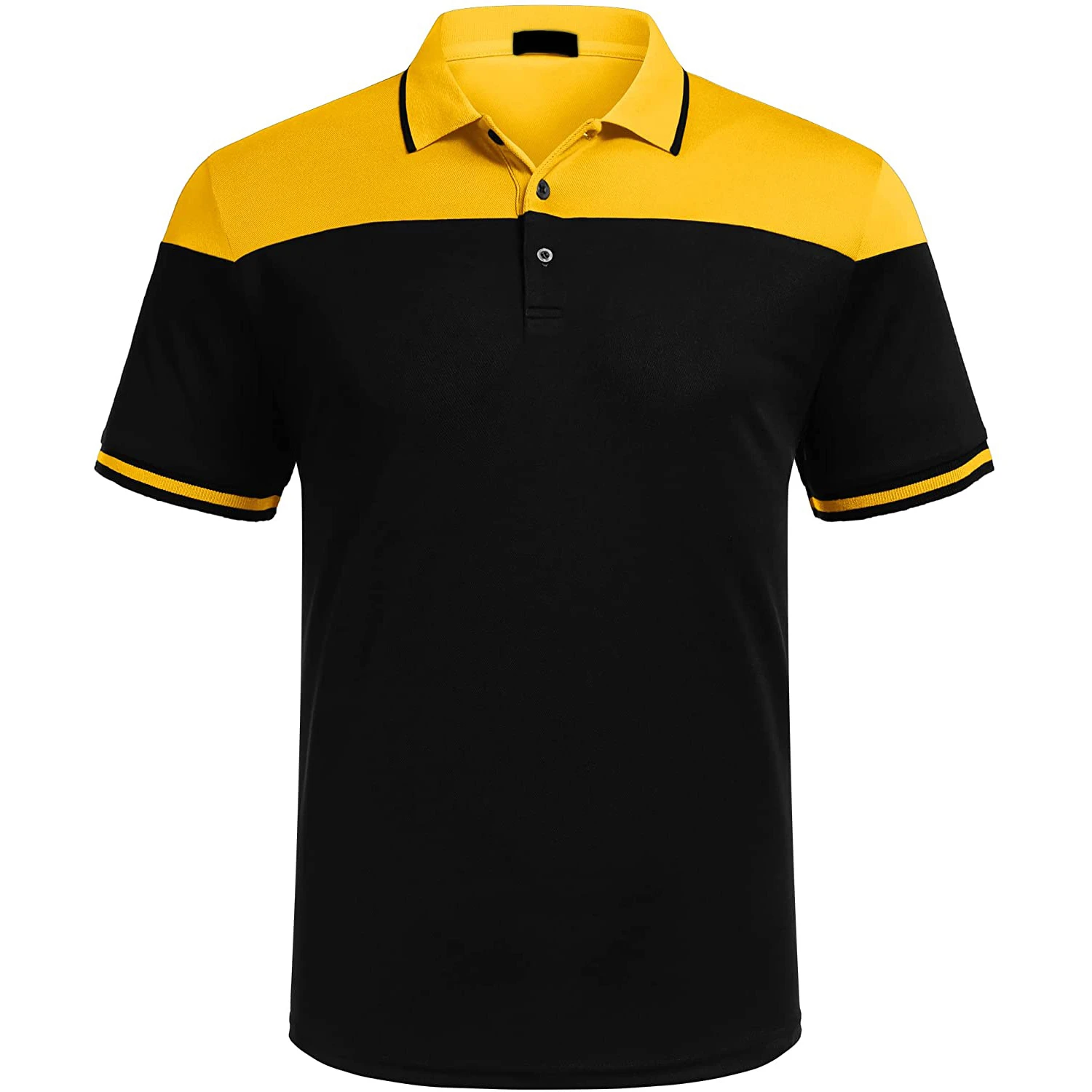 Custom Logo Design Yellow Black Polo Collar T shirts For Men With Logo Embroidery Men Cotton T shirts Polo Shirts for Men