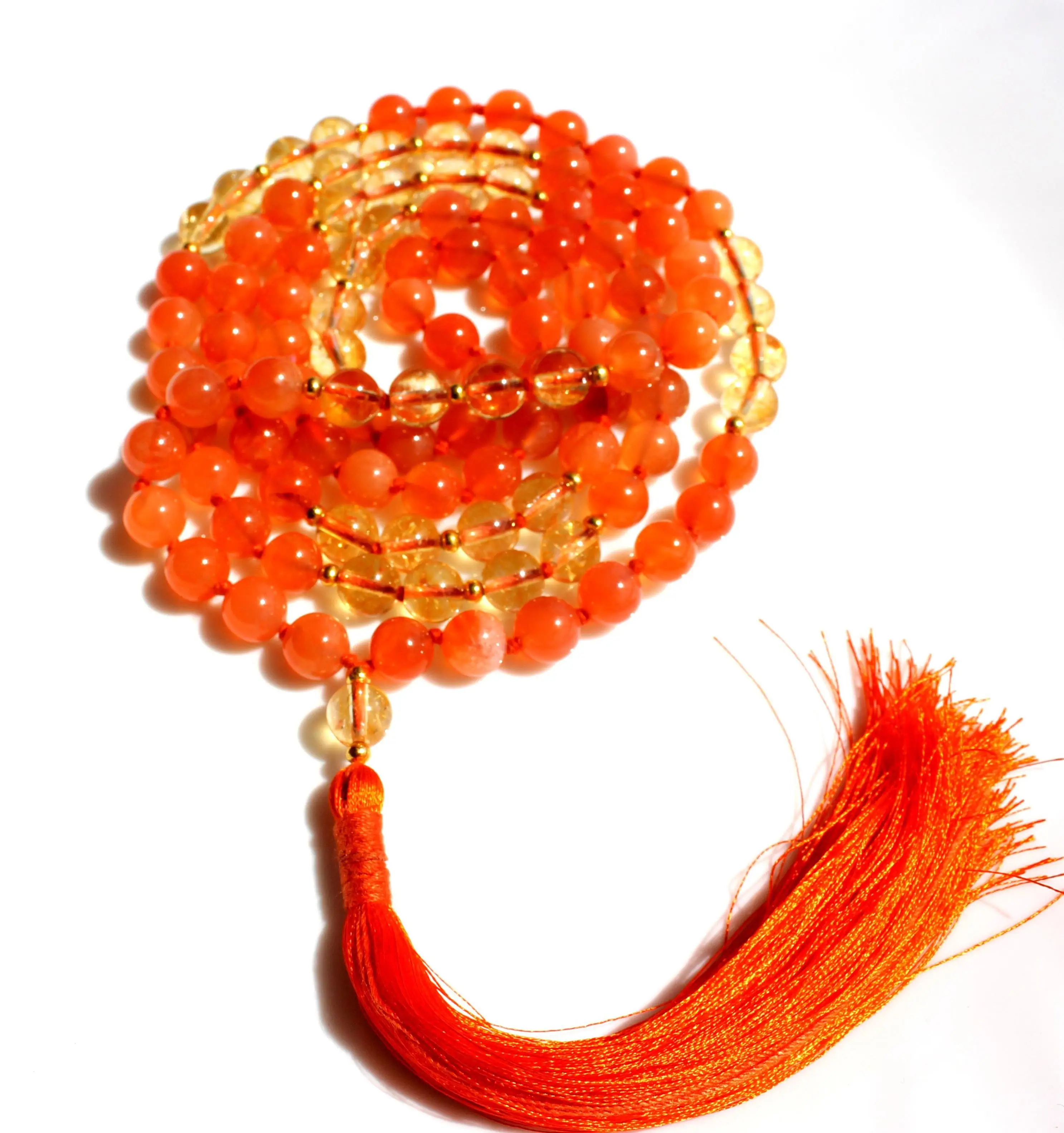 Buy High Quality 108 Mala Beads Necklace Red Onyx Carnelian Prayer Rosary Silk Tassel Knotted Religious Style Chain Pearl Main