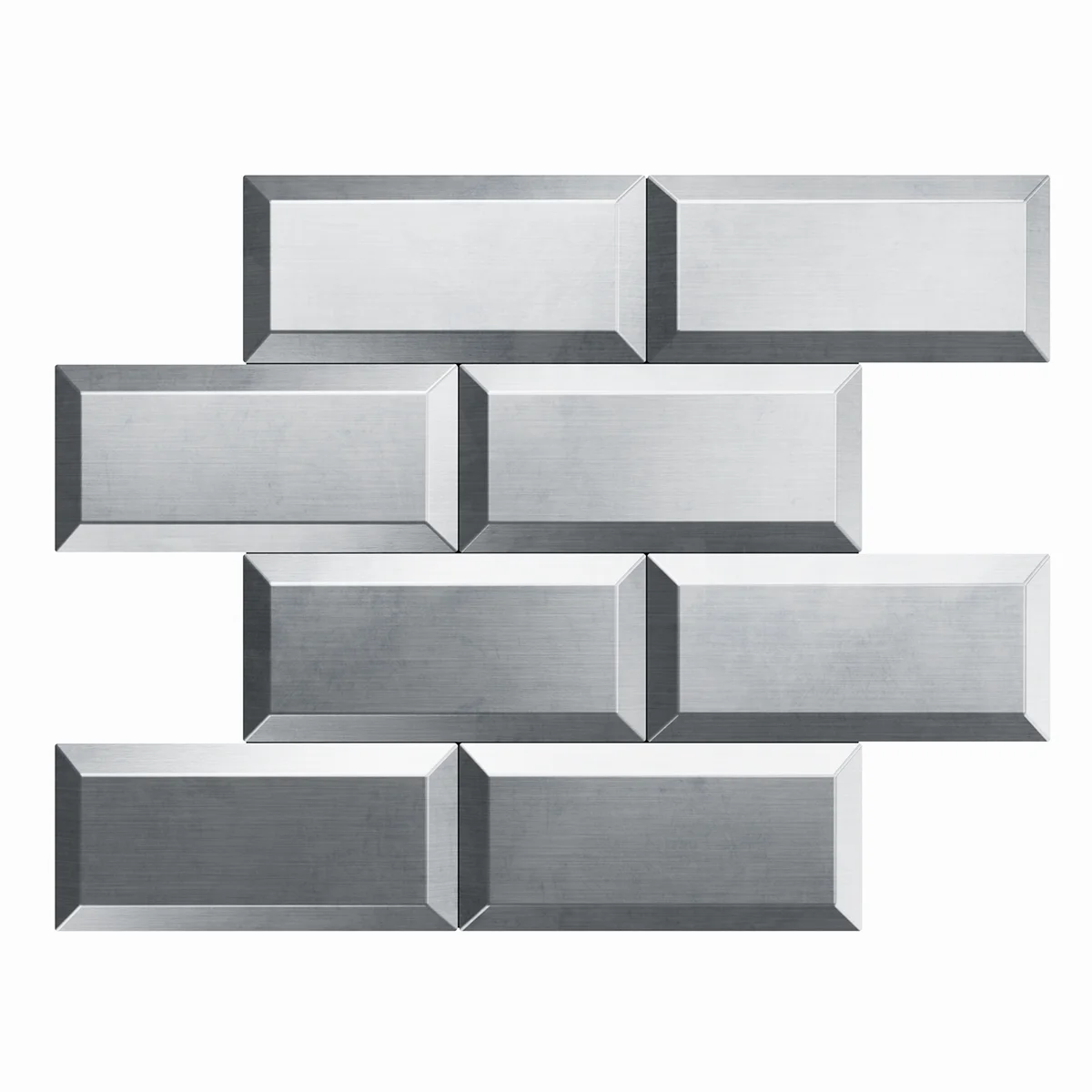 Stainless Steel Backsplash Peel and Stick Art 3D Metal Subway Silver Tile Brick Mosaic Kitchen Bathroom Stove Wall Panel Tiles