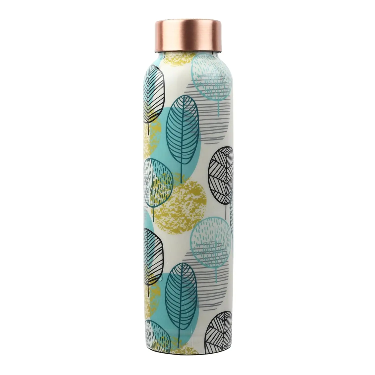 Extravagant Copper Water Bottle Unique Marble Design Finish Copper Lid Metal Water Bottle (38 oz) With Copper Zinc Properties