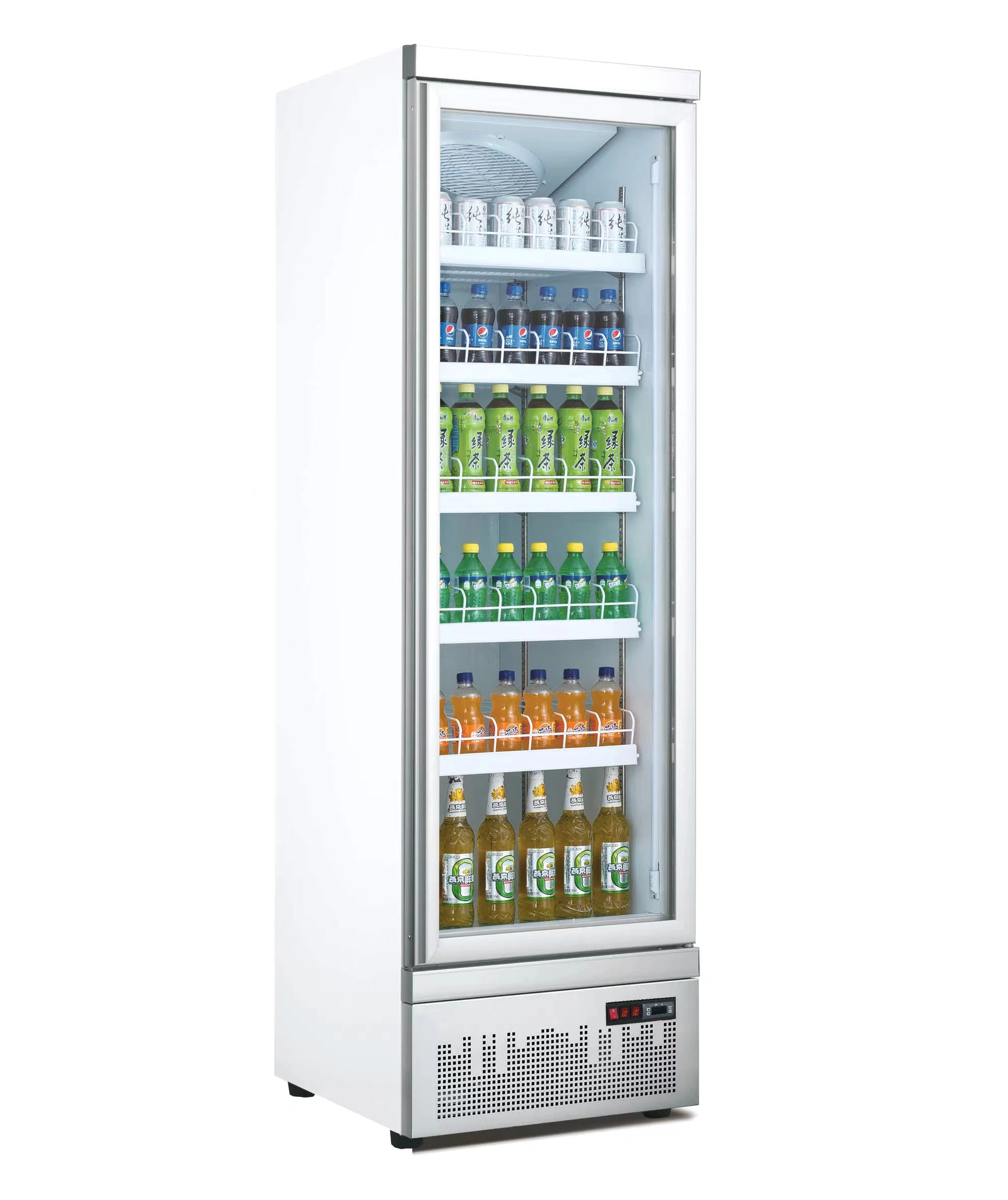 Factory Price  Drink Supermarket Commercial Cooler  Beverage Display Fridge Single Door Vertical Glass Door Refrigerator