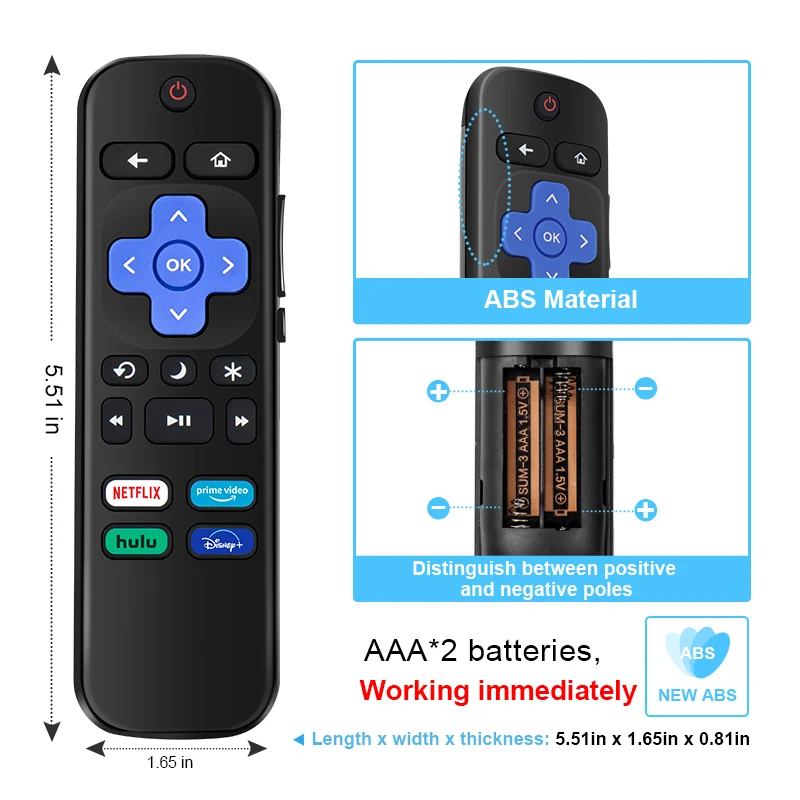 Factory Wholesale Universal TV Rokus Remote Control Compatibility for Roku Hisense LG TCL JVC ONN Philips Series Smart TVs