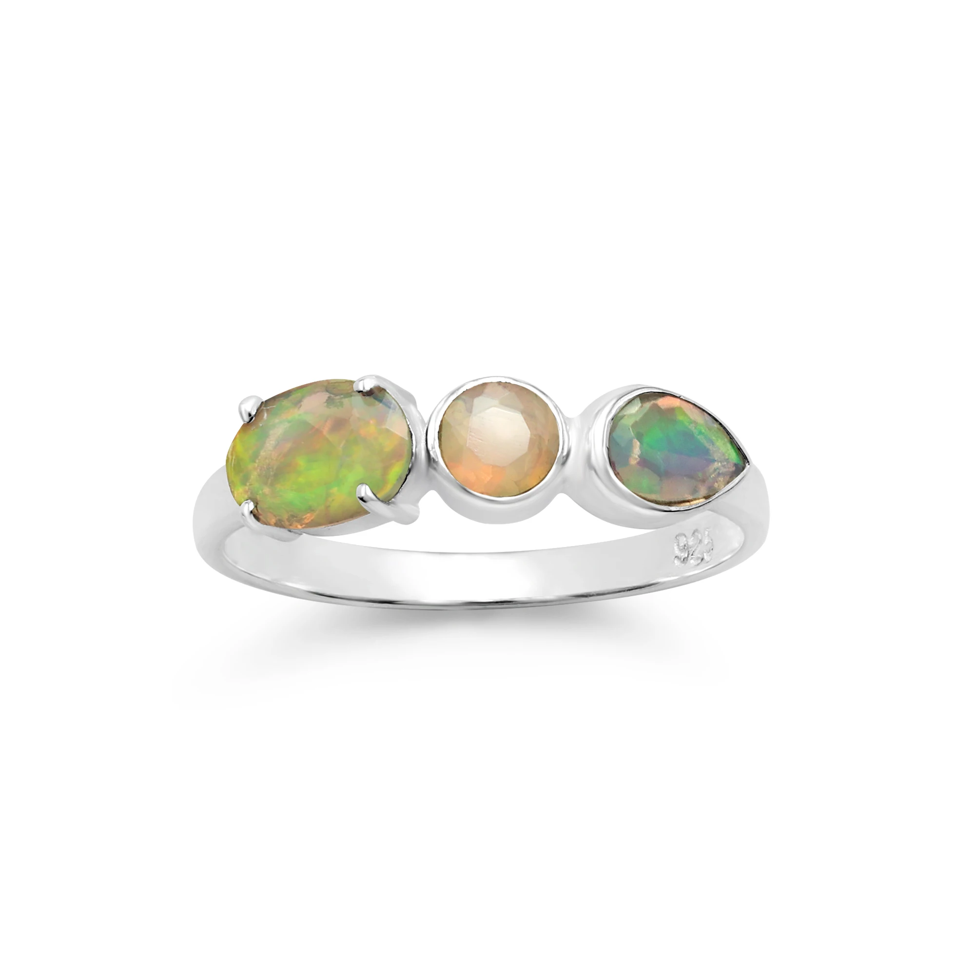 Unique New Collection 925 Sterling Silver Oval Round Pear Shape Ethiopian Opal Gemstone Ring Fine Jewelry Party Wear For Women