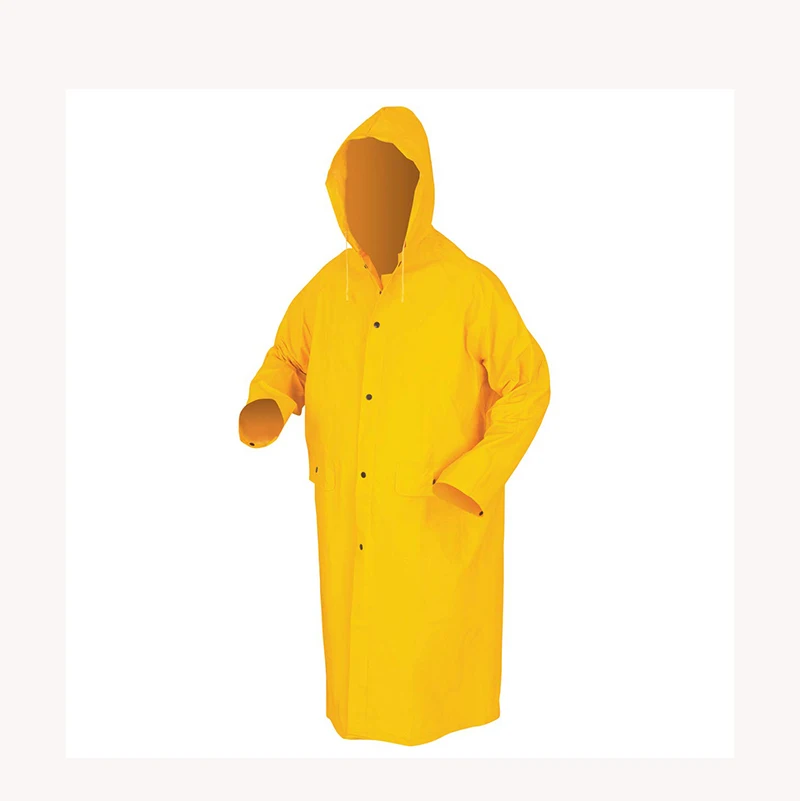 Cheap price custom heavy duty waterproof work rain coat adults men rainwear raincoat with hood