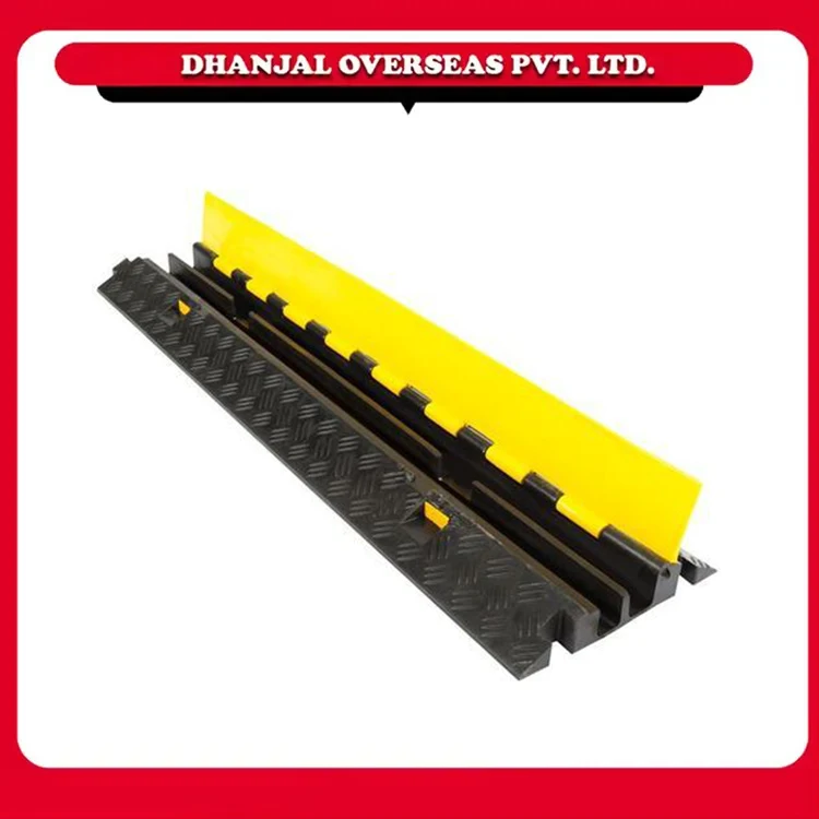 2024 Best Selling Reliable Cable Protector with 2 Channels Black Rubber Base and Yellow Lid Ideal for Hose and Wire Management