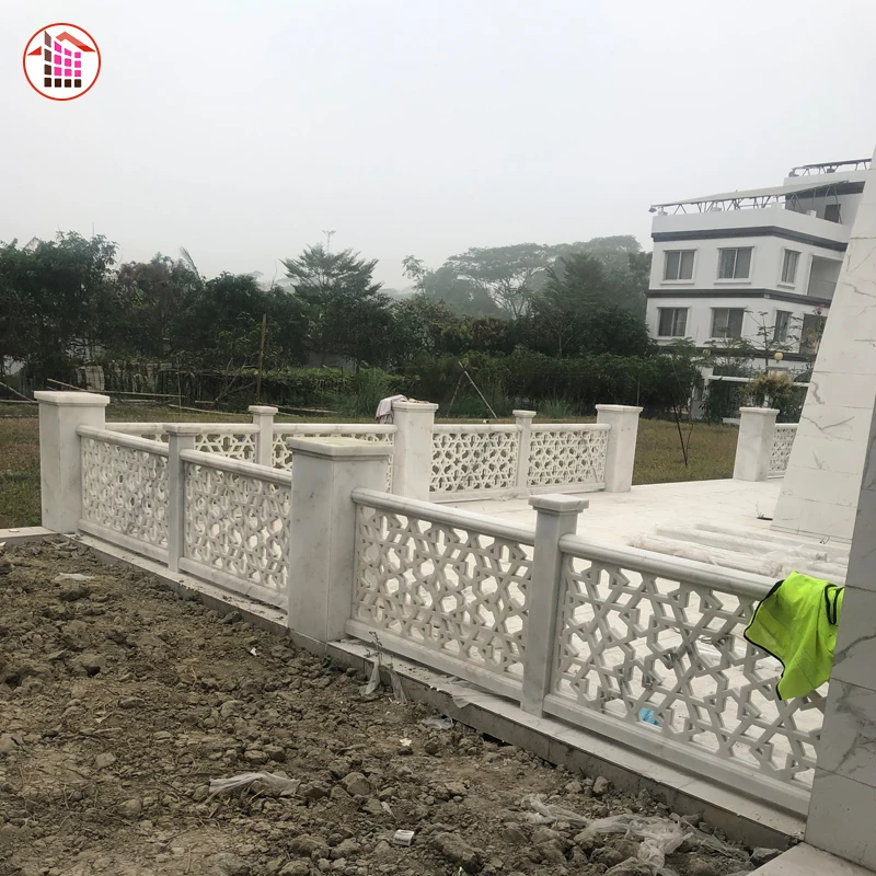 Самый популярный мраморный парапет перила из натурального камня для балкона декоративные